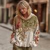 Dame Vintage Bohemian Blomstret Hættetrøje Afslappet Langærmet Hættetrøje med Lomme Oversized Blomsterkunst Print Pullover Toppe