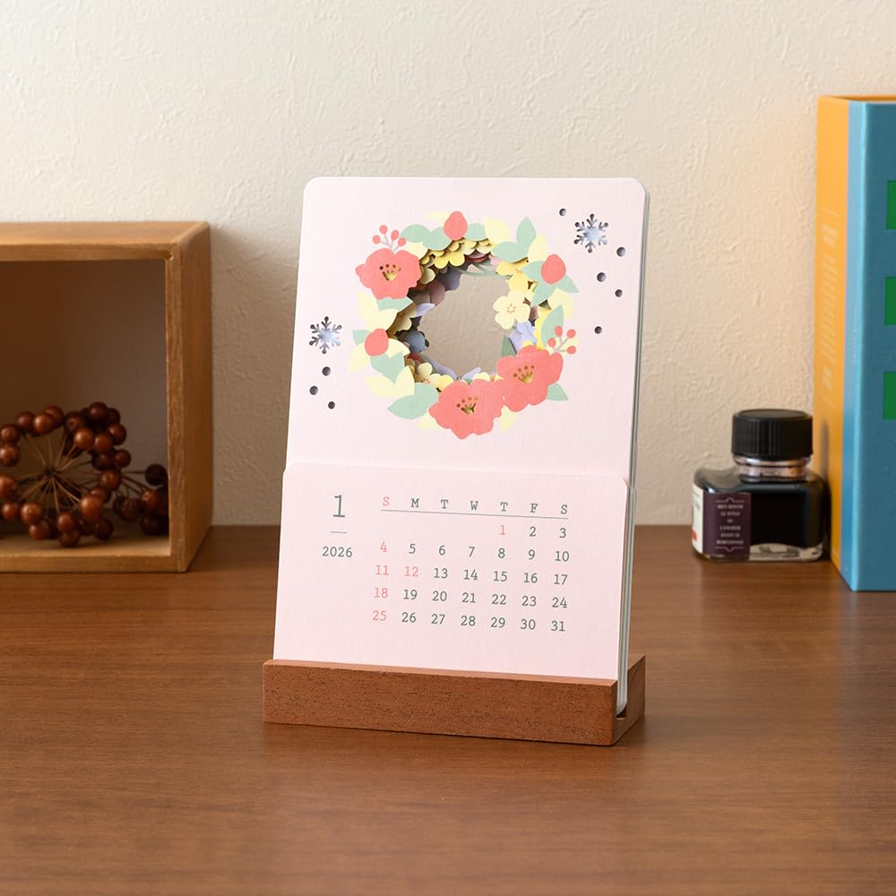 Midori 2026 Limited Seasonal Desktop Calendar with Floral 31368006 Calendar, Edition, Bookmark, Design,