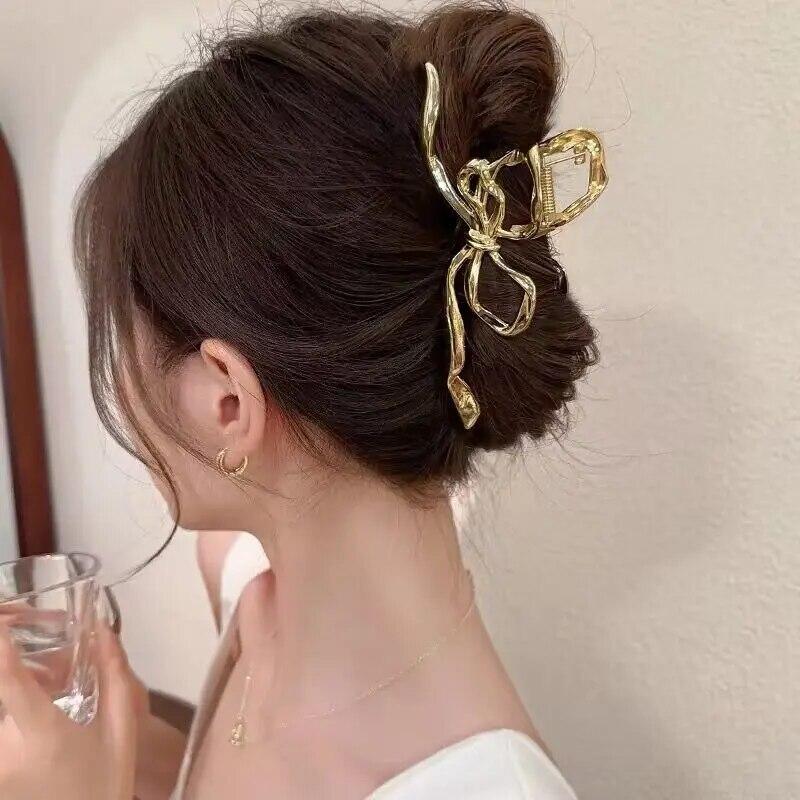 Ženy Nová Vintage stuha Mašľa Pazúriky do vlasov Vynikajúca kovová spona do vlasov Sponky do vlasov Pre ženy Doplnky do vlasov Barrettes Sponky na žraloky