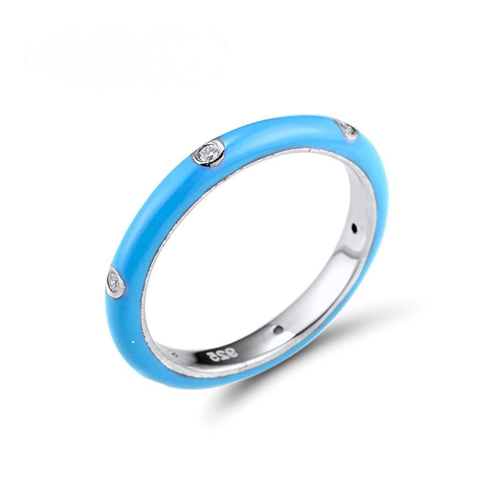 Small Fresh Colorful Rainbow CZ Eternity Stackable Fashion Ring For Ladies Wedding Party Engagement Birthday Jewelry Gift