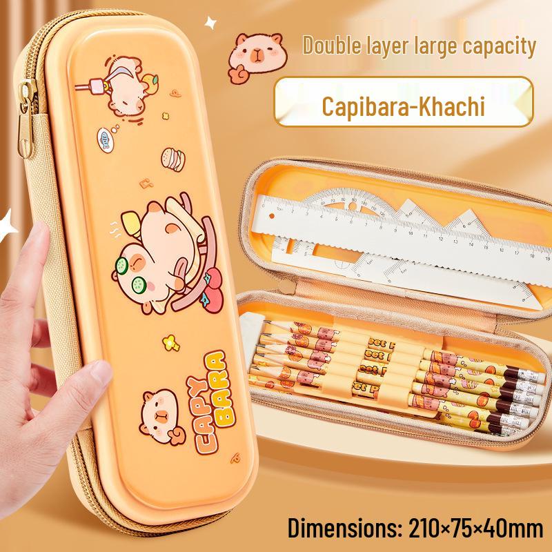 Capybara Pencil Case for Girls - Large Capacity Stationery Box for Primary School Students