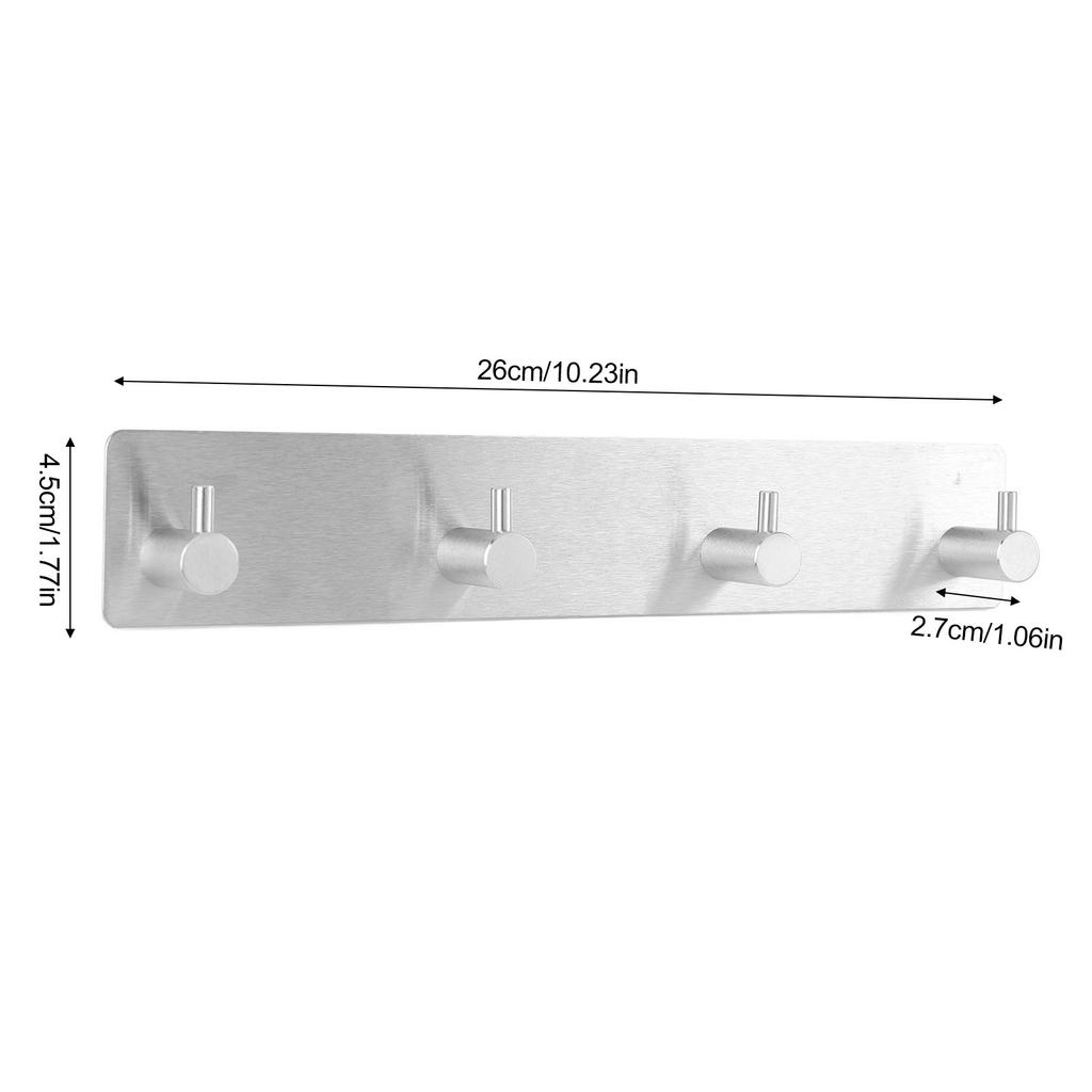 Wall Hook Rack 304 Stainless Steel Adhesive Wall Mounted Coat Hanger Heavy Duty Metal Hook Hat Towel Hanging Hooks for Bathroom Kitchen