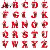 Christmas Party Themes Red Color 26-Letter Hanging Ornaments with Lanyard & Flower Charms Cute Decorations Tree Drop Decoration Holiday New Year Home