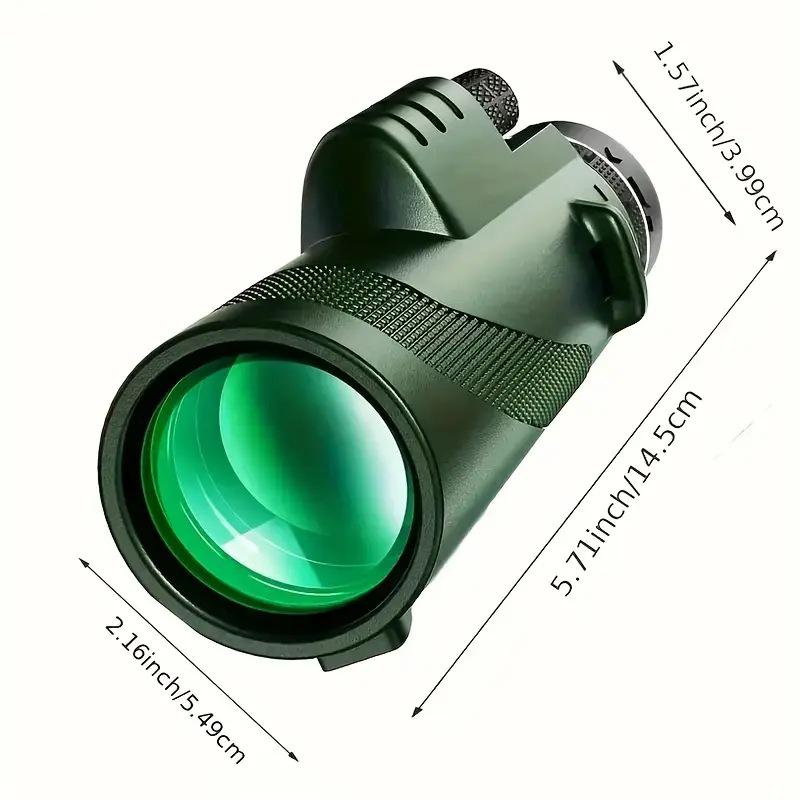 Green Leather 80x100 HD Monocular Telescope with Night Vision - High-Power, Portable for Concerts and Outdoor Use with Mobile Phone Compatibility