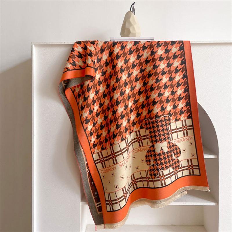 Walking blanket~ Designer bear Qiandongge scarf women's winter shawl imitation cashmere thermal scarf