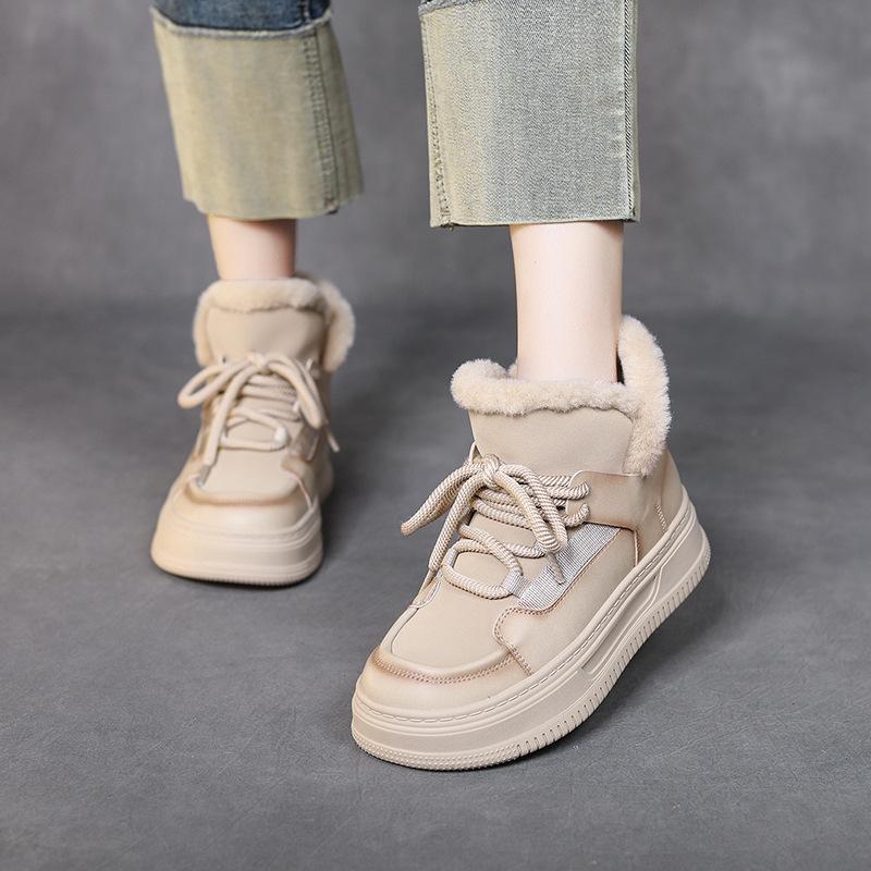 Wolle Dicksohlige Schneestiefel Damen Saison Damen Fleece Warme Kurze Stiefel Damen Lässig Fleece Verdickt Vielseitig Damen