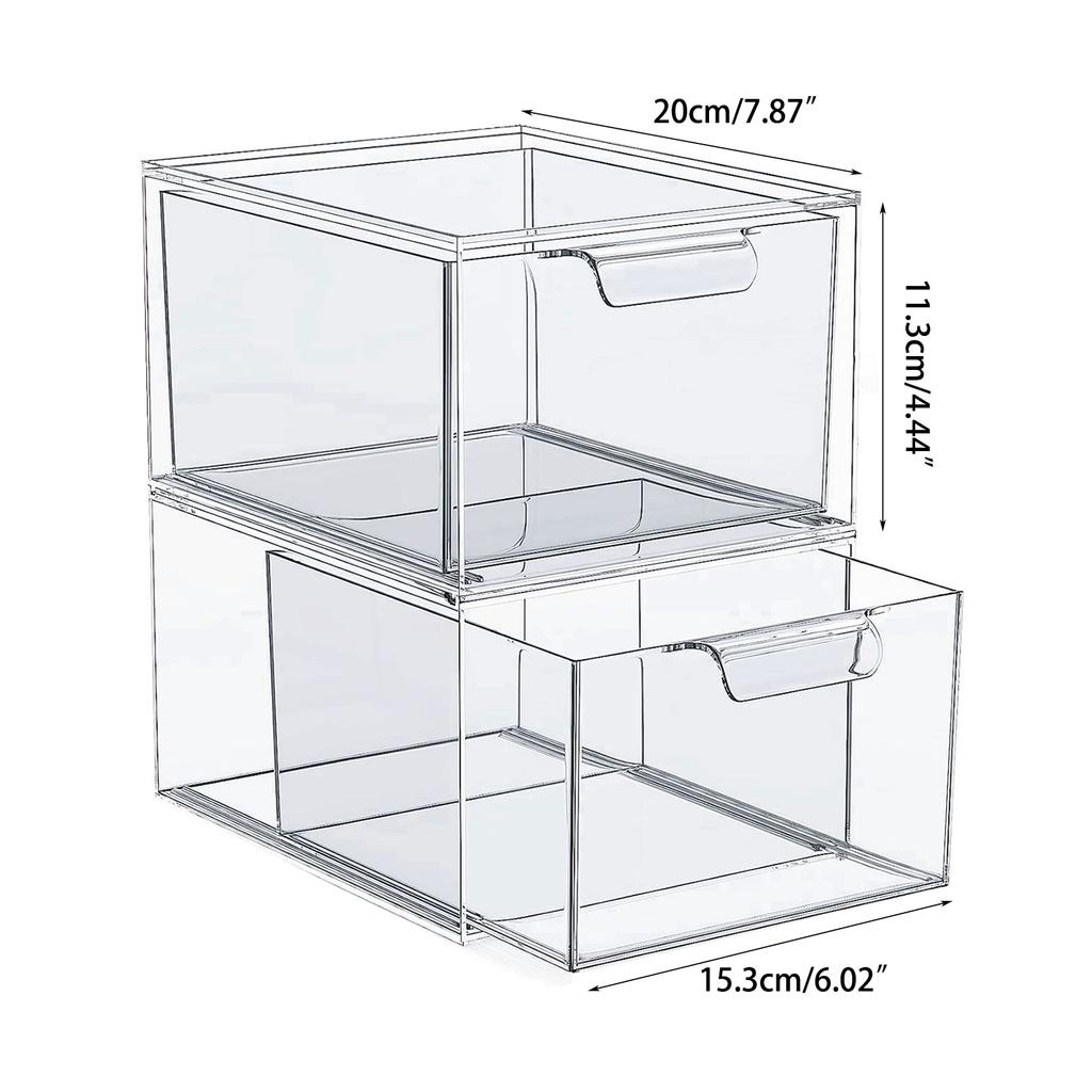 Transparent Acrylic Makeup Organizer Stackable Stationery Desk Drawer Storage Box for Washbasin Bathroom Storage Holder