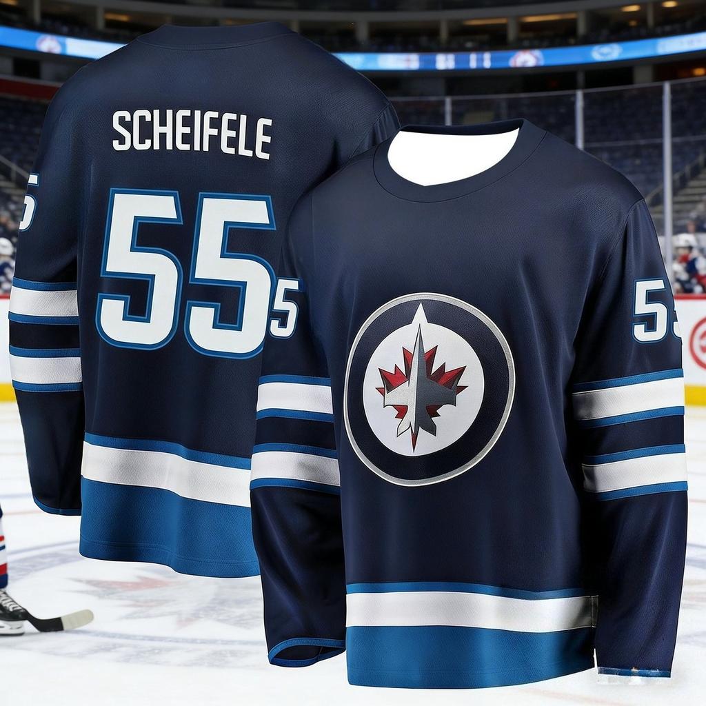 Hit Men's Ice Hockey Winnipeg Game Training Jetpack Jersey Long-sleeve 3D Printed Breathable and Quick-drying Sports Shirt Kids