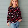 Fashion Children Casual Long Sleeved Letter Heart Pattern 3D Print Tops Funny Style Comfortable Round Neck Pullover Clothing
