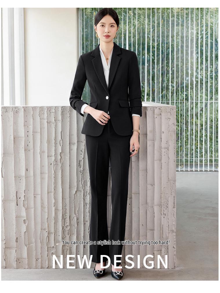 Women's Professional Suit Set: Formal Workwear for Spring and Autumn - High-End Pantsuit for Hotel Sales Managers
