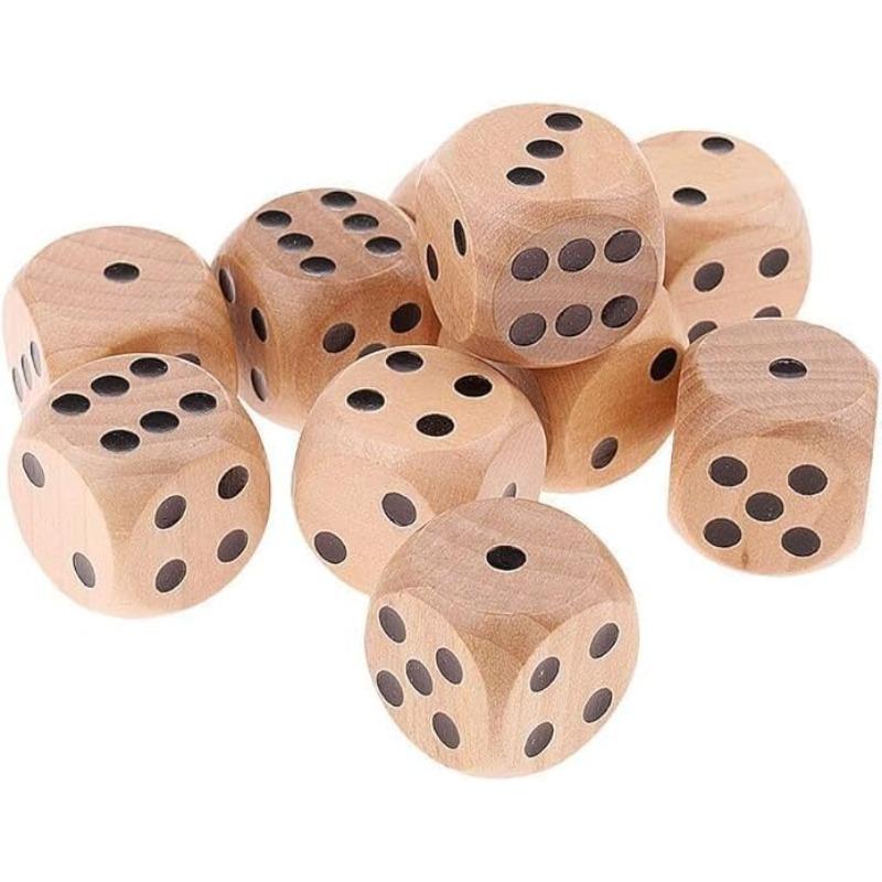 10pcs Wooden Dice Set, 6-side Adult Game Dice, Standard Dice, Practical and Fun Party Essential Props, Bar Entertainment Venue