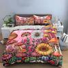 Floral and Mushroom Art Set Bedding Set with 1 Duvet Cover 2 Pillowcases Single Double King Queen, Gift