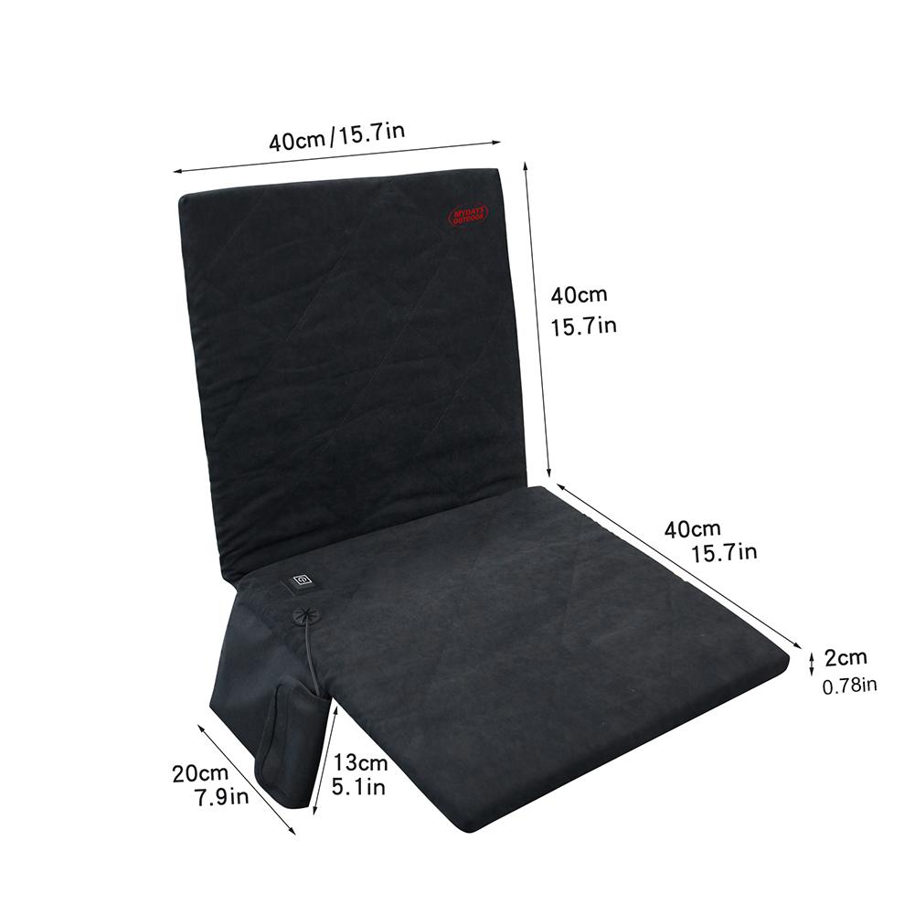Heated Seat Cushion Mat Portable Heating Backrest Cushion Thickened 3 Adjustable Temperature for Winter Outdoor Stadium Fishing
