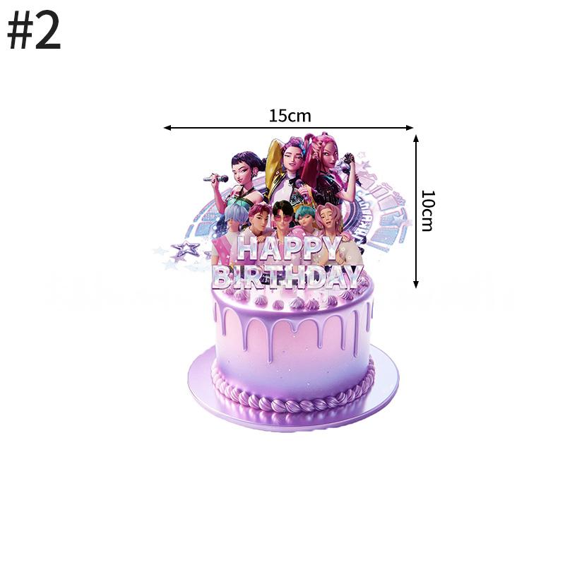 Demonœ Hunters Birthday Party Decor Tableware Banner Kids Birthday Balloon Cake Topper Decor  Kpop Anime Party Supplie Set