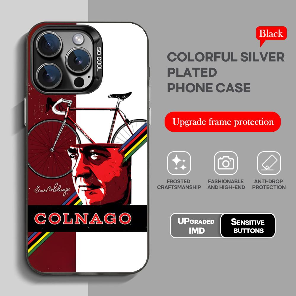 

High-end fashion C-Colnago logo Phone Case black IMD Colorful Silver Suitable soft case for iPhone 16 15 14 13 12 11 XS Pro Max iPhone 11 Pro Max