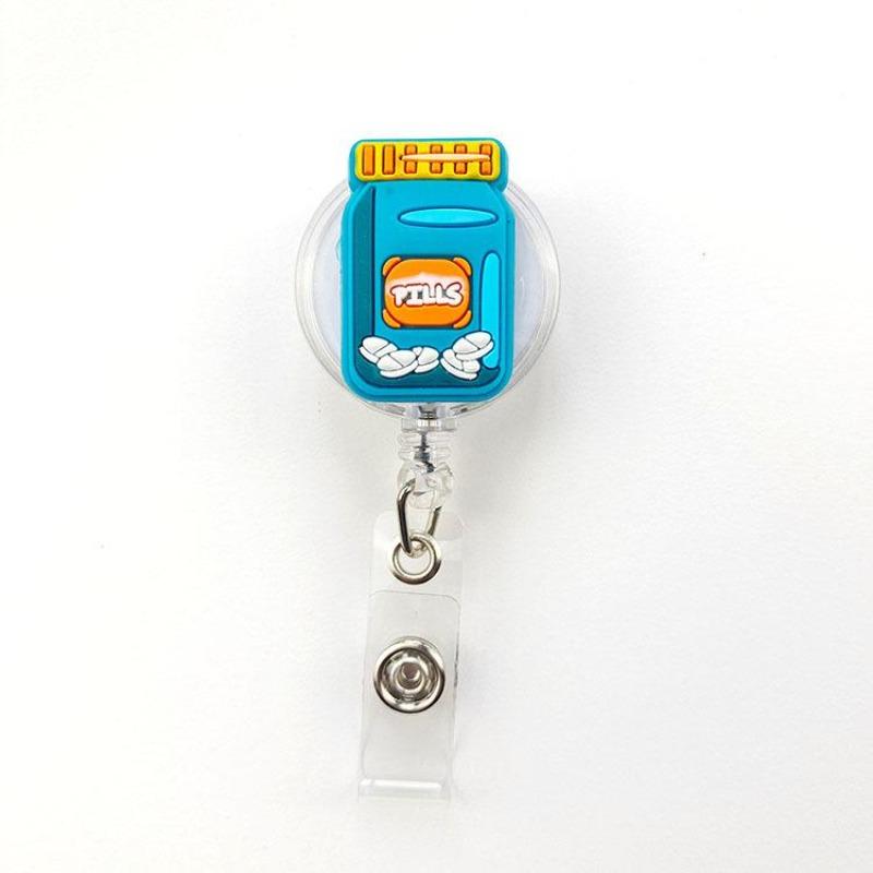 Fivela retrátil médica dos desenhos animados médico enfermeira licença de trabalho cordão criativo fácil de puxar fivela certificado marca nome