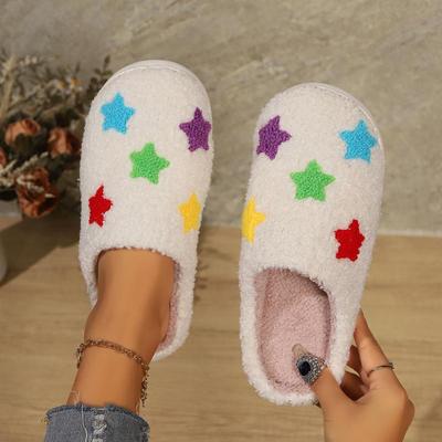 Mode Mode Flauschige Hausschuhe Damen Zuhause Winter Lässig Stern Designer Schuhe Mädchen Indoor Plüsch Warme Pantoletten Luxuriös Elegant Flaches Schuhwerk