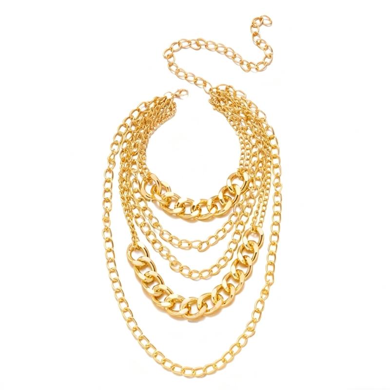 Exaggerated Thick Alloy Chain Necklace Modern Punk Style Layering Jewelry For Women Party Wear Comfortable