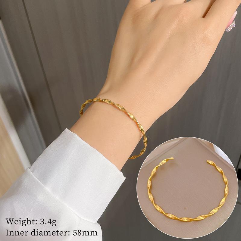 Twisted Plain Ring European And American Bracelet Minimalist Retro Fashion Stainless Steel Bracelet