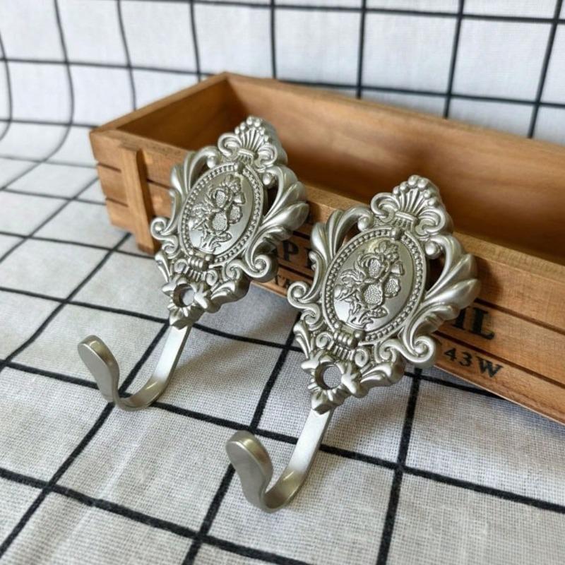 Bathroom Wall Hooks, Vintage European-Style Bronze Rose Pattern Zinc Hooks Suitable