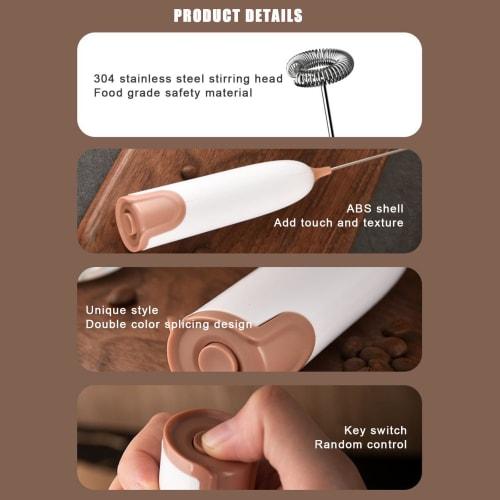 Dtharen Handheld Coffee Frother, Handheld Milk Frother - Battery-Operated Stainless Steel Electric Foam Maker, Kitchen Gadget for Milk Coffee, Latte,