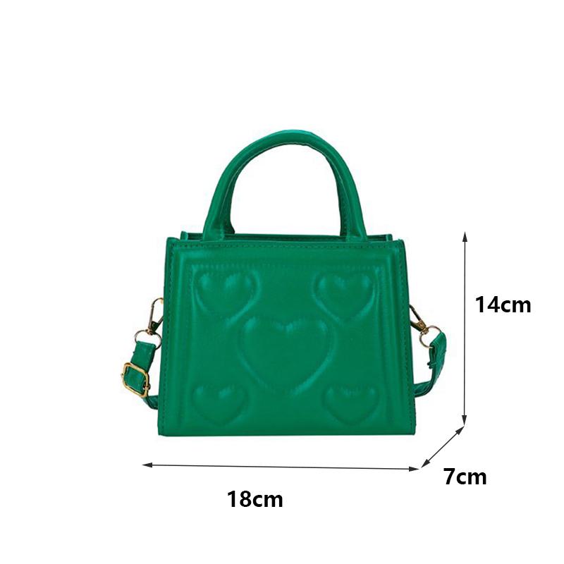 Elegantní Retro Jednobarevná Mini Kabelka Všestranná Korejský Styl Vzor Srdce Láska PU Kůže Crossbody Taška přes Rameno pro Středoškolačky