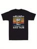Men's Black T-shirt Retro Rum Pattern and Rum Text Print Soft Breathable Fabric Round Collar Short Sleeve All-season Cas