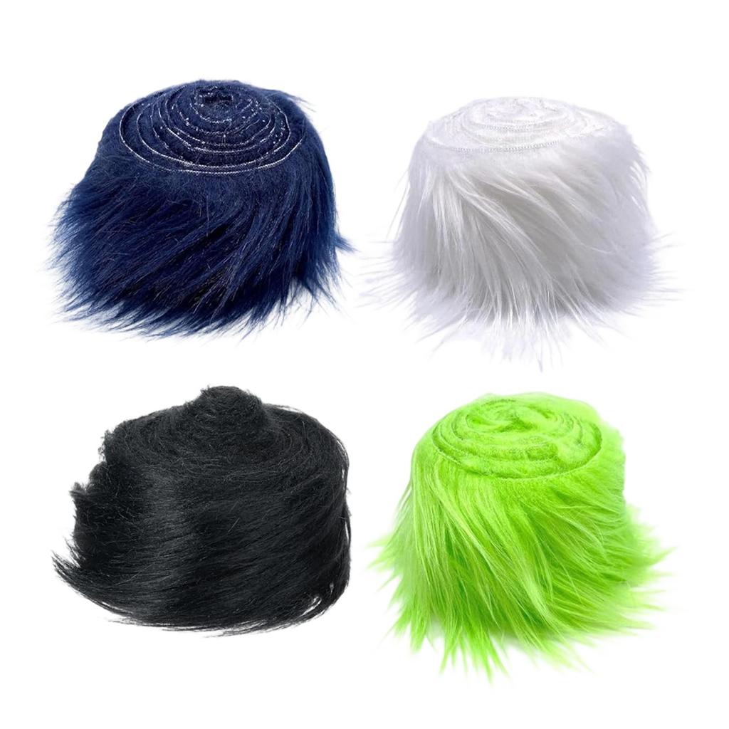 4 Pieces Shaggy Faux Furs Strips Craft Furs for Santa Claus Hair DIY Project