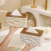Modern Wood Finish Tissue Holder With Plastic Body And Waved Detail Multipurpose Tissue Dispenser For Any Interior Space