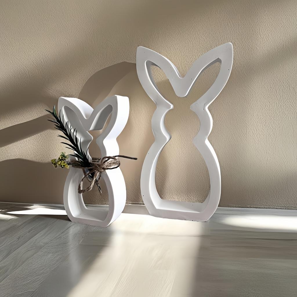 Hollow Rabbit Mold for DIY Crafts - Reusable Silicone Easter Bunny Mold for Candle Holders, Ornaments, Rabbit Figurines