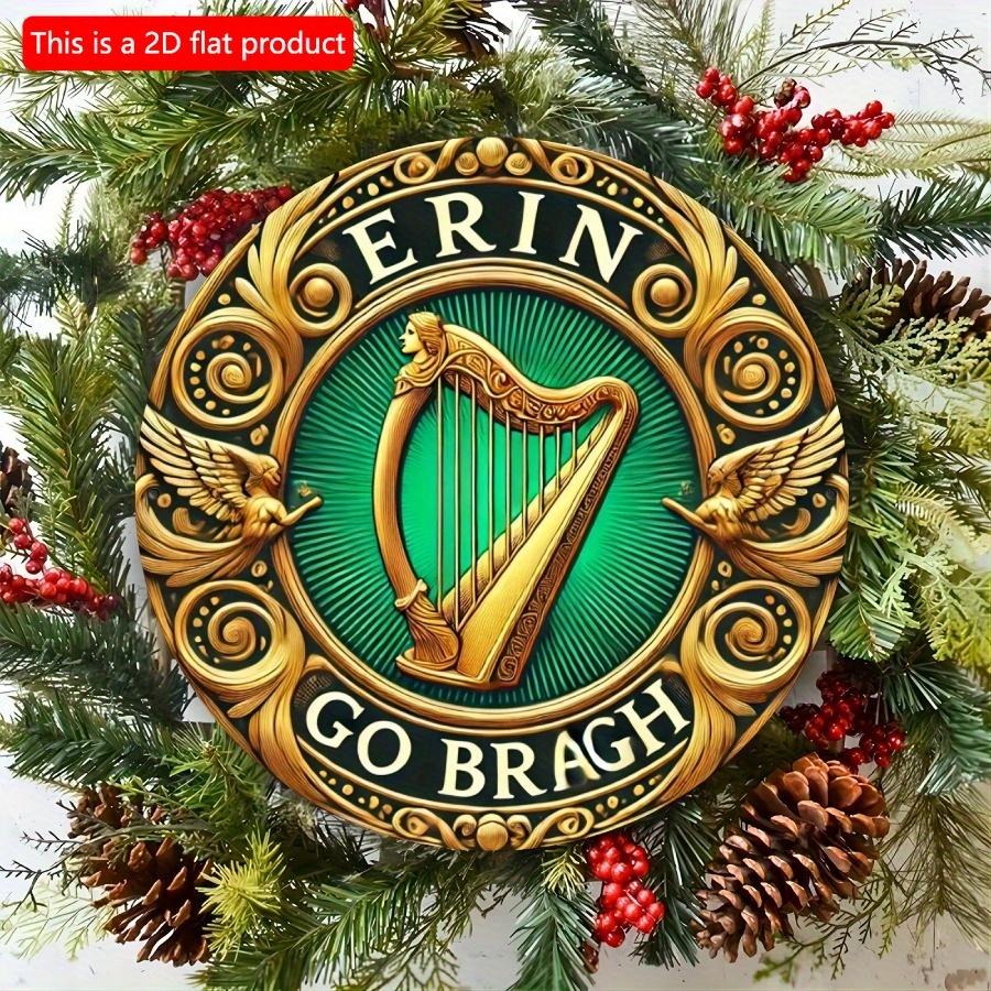 1 adet 2d Düz İrlanda Gururu İrlanda Aziz Patrick Günü Arp İrlanda Sonsuza Kadar Sanat - 20cm Yuvarlak Ahşap Tabela, Ev & Ofis Dekoru için Ahşap Duvar Sanatı/Dayanıklı