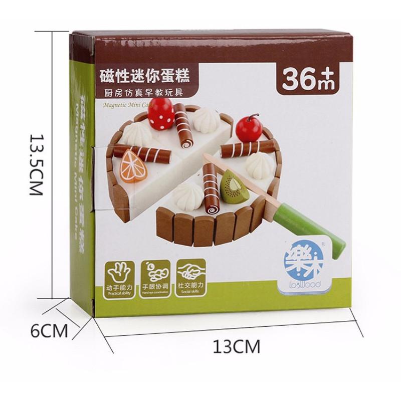 Wooden Invisible Magnetic Cutting Watch Mini Cake Childrens Cutting Music Simulation Toy Baby Family
