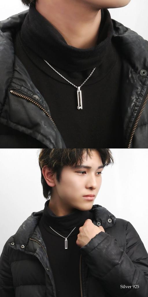 Special Edition Dancing Stone Necklace Pendant Silver 925 [Cross Emotion] Men's (with Chain)