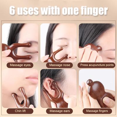 Sandelholz-Gesichtslifting-Meridiankamm-Massagegerät für Augen, Nase, Ohren, Nacken, fördert die Durchblutung, Triggerpunkt, Gua Sha-Brett