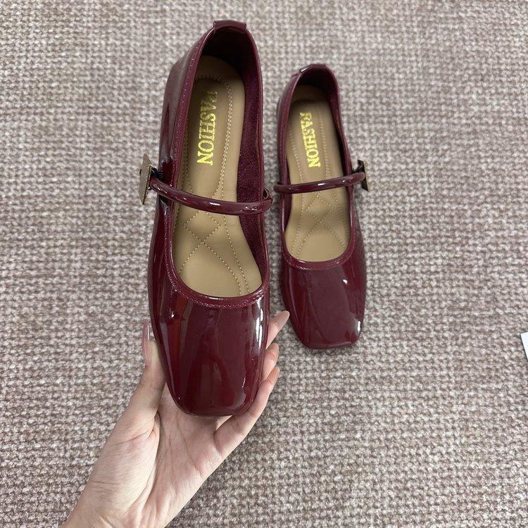 With Skirt Mary Jane Shoes Women's Shoes Spring and Summer New Flats Silver Small Leather Shoes