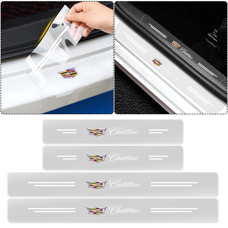 Car Door Sill Protector Stickers Transparent Decor Decal Threshold Strip For Cadillac CTS STS DTS SRX XLR ATX Escalade Seville Tiburon
