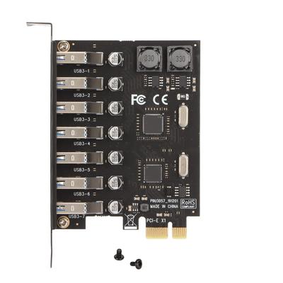 Adapter Card PCIE To USB 3.0 7 Ports 5Gbps Fast Transmission Speed USB Module Expansion Card 5V