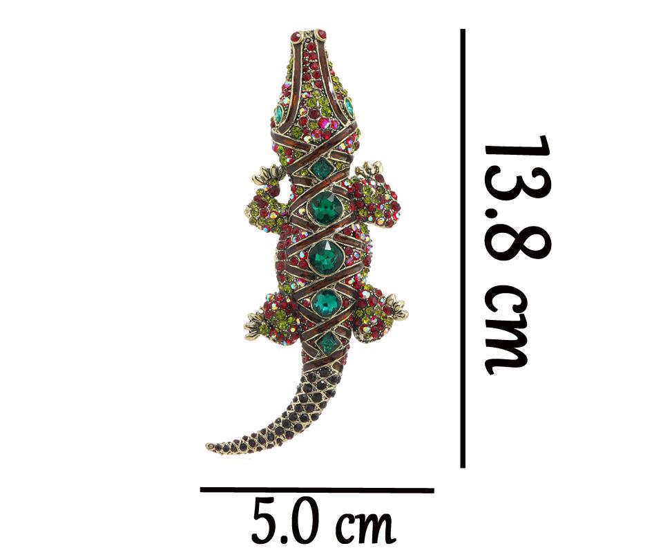 Elegant Alloy Crocodile Brooch with Inlaid Diamonds - Versatile Men's Suit Accessory and Animal Corsage.