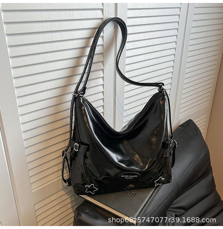 

Корейская версия красивая сумка-тоут со звездой-бантом 2025 весна/лето новая модная простая многофункциональная наплечная сумка-рюкзак чёрный