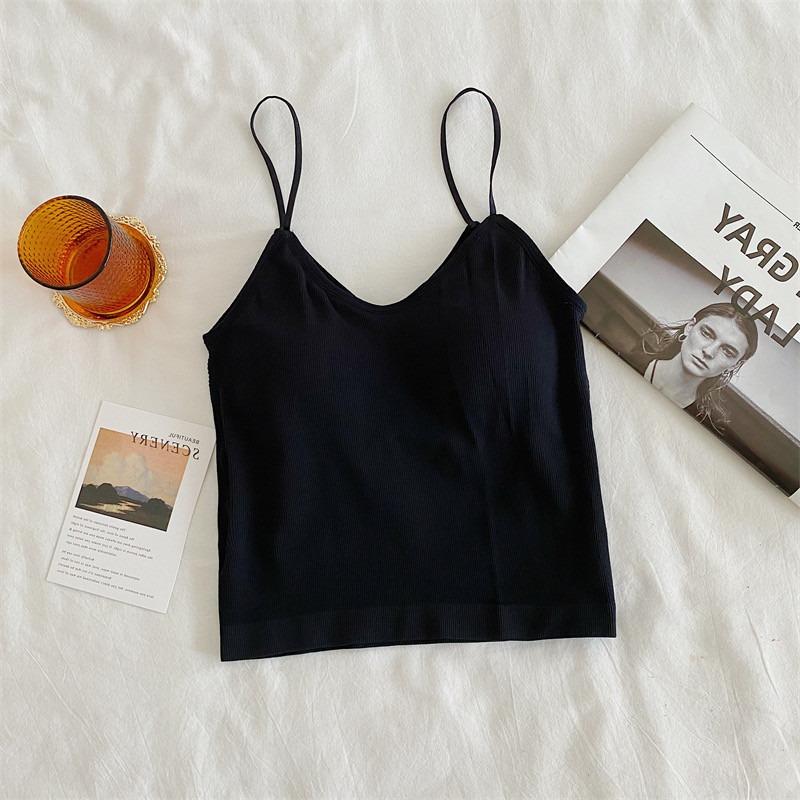 Tílko s úzkým střihem a výstřihem do V, jednobarevné, na léto, vrstvení nebo svrchní oblečení