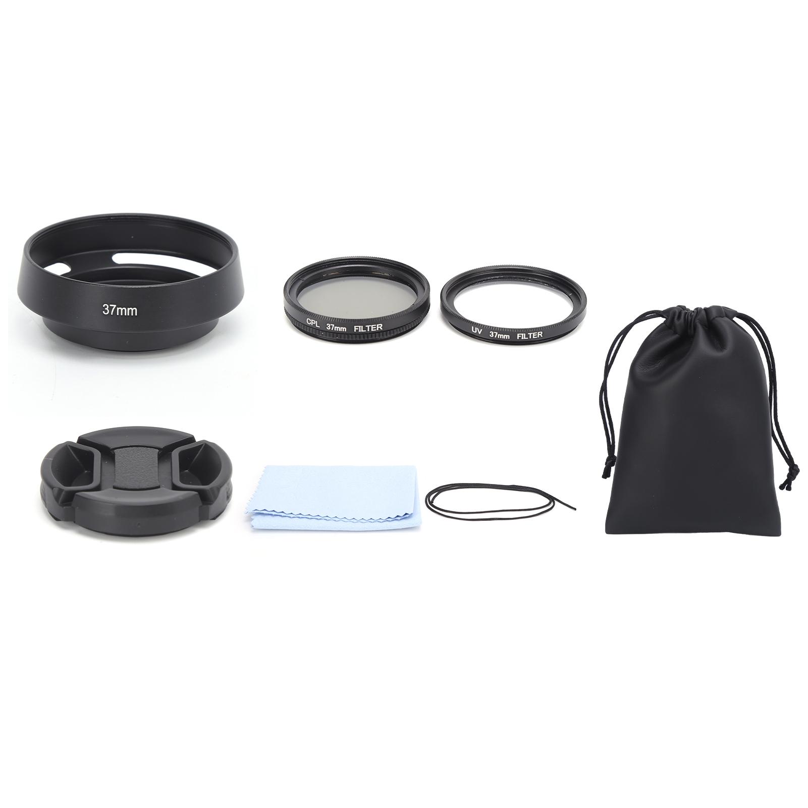 

6 in 1 Camera UV CPL Lens Filter Kit Lens Cap Flower Lens Hood with Bag for Camera Lens37mm