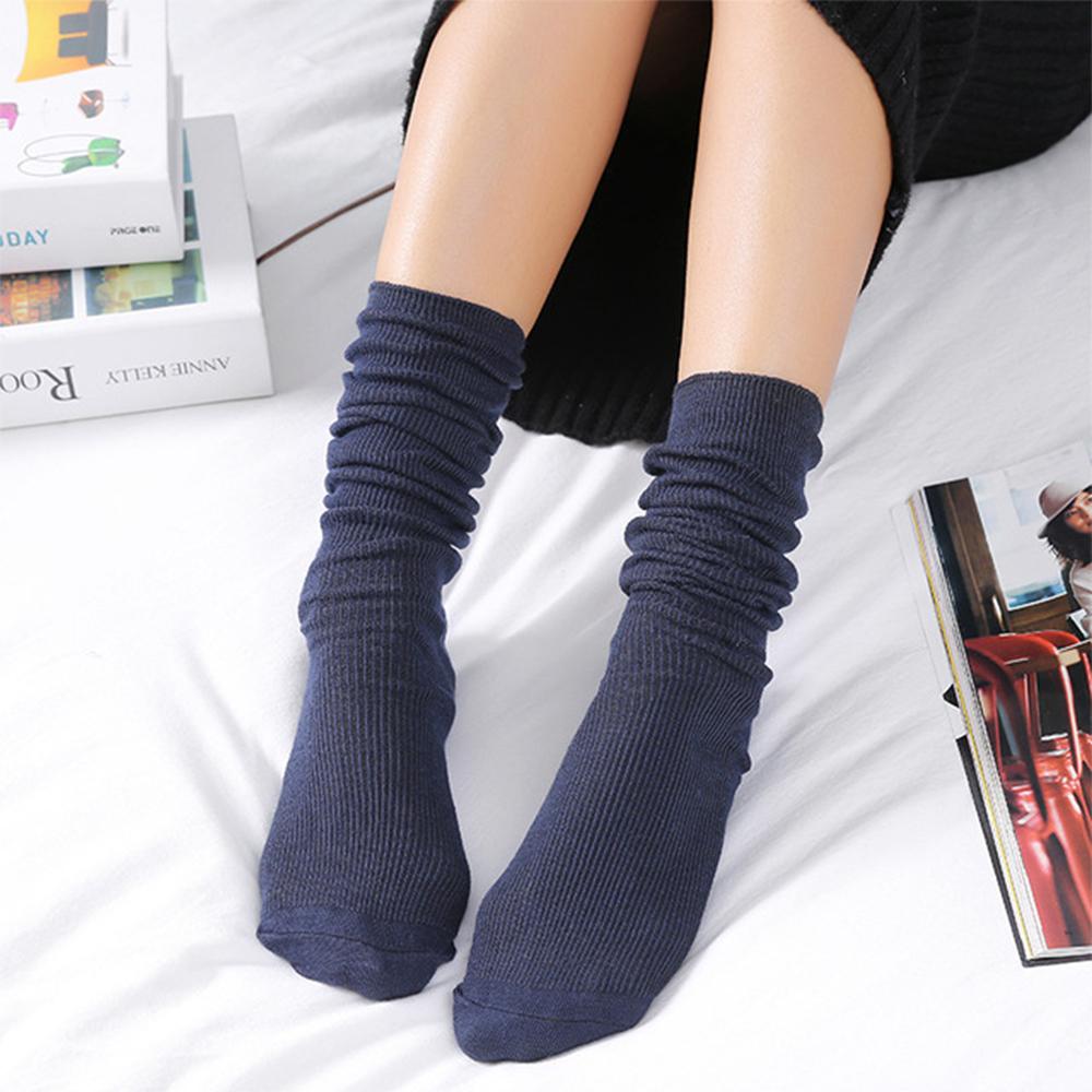 

Women Warm Middle Long Winter Comfortable Knitted Socks Solid Color Cotton Hosiery Women Socks белый