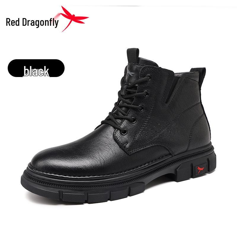 Red Dragonfly Men s Genuine Leather High-Top Martin Boots for Autumn/Winter 42