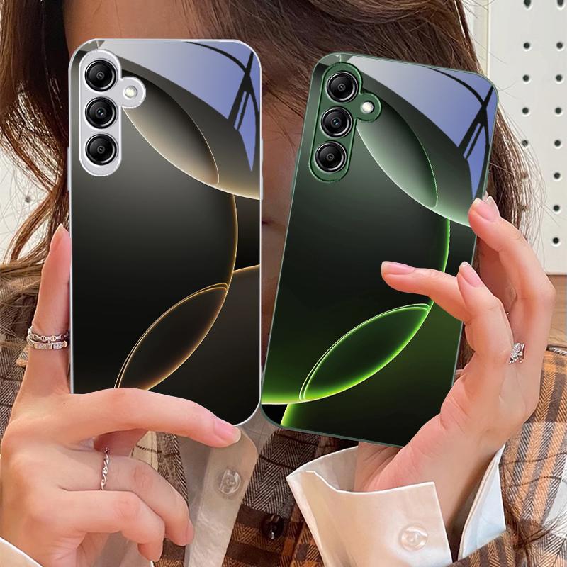 Geometric Semicircle For Samsung Galaxy A14 4G 20 30 52 20S 21S 22 A32 33 34 42 50 51 53 54 70 71 72 73 5G Glass Phone Case