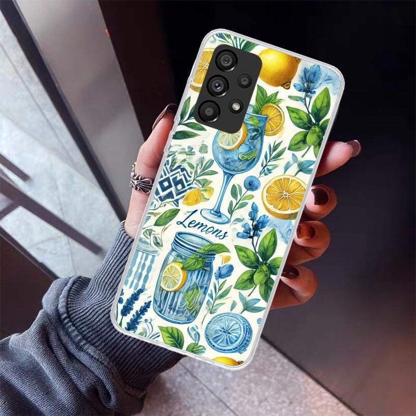 Summer Fruits Lemon Phone Case For Samsung Galaxy A12 A52S A42 A32 A22 A51 A50 Note 20 Ultra 10 S10 Plus A71 A70 A31 A30 A10S Ga