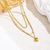 European and American Style Three-Layer Stainless Steel Heart Pendant and Beaded Clavicle Necklace