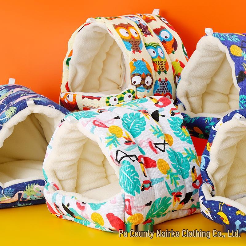 Warm Tiger Skin Bird Nest: Fleece-Lined Winter Hammock for Cockatiels