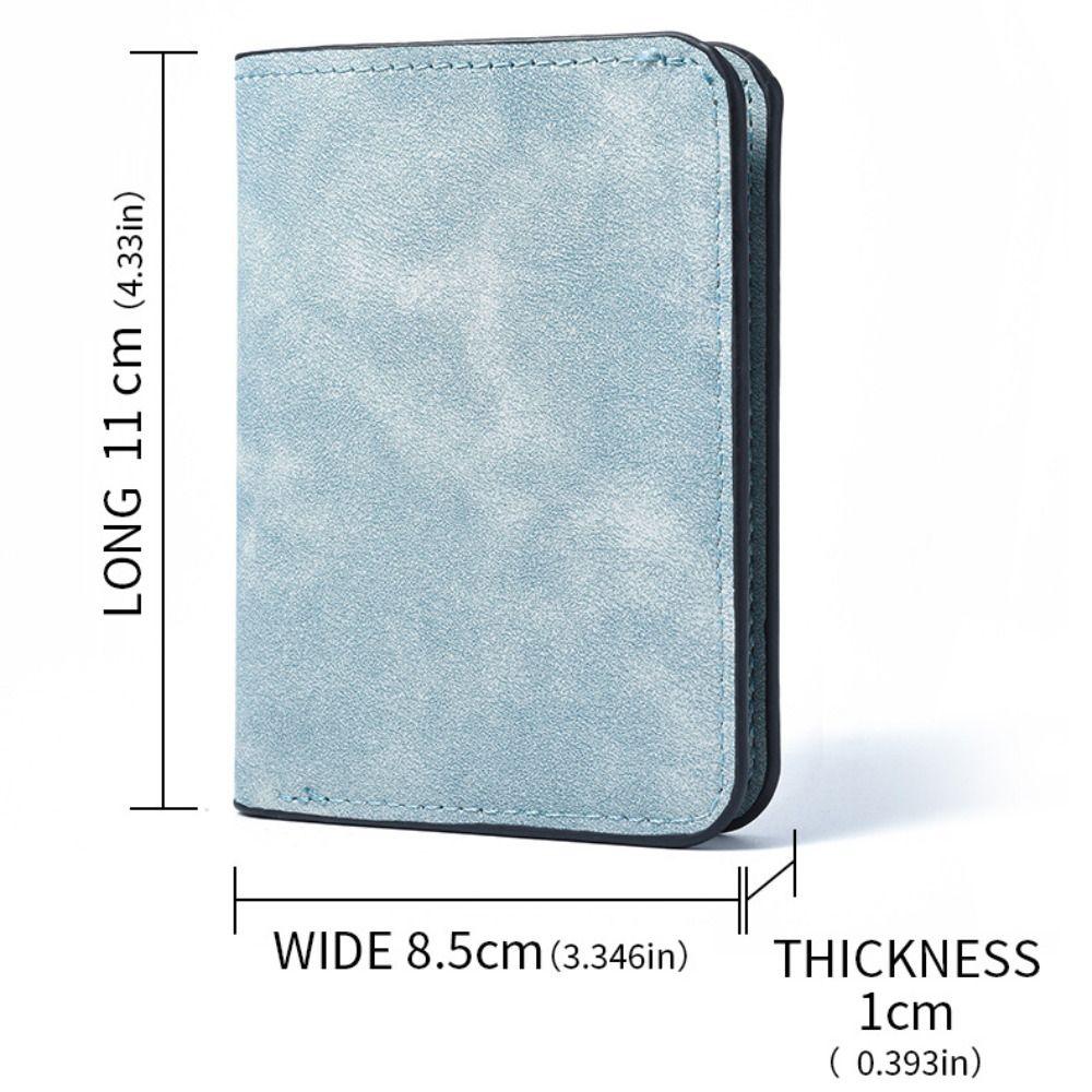 Minimalist PU Leather Men's Short Wallet Two-fold Black Blue Grey Multiple Pockets Large Capacity ID Card Holder Men Women