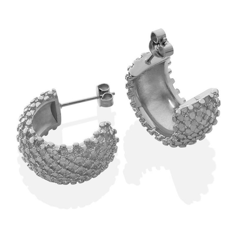 

Personal cold new cross rhombus C-shaped stud earrings titanium steel plated 18K gold earrings women s fashion