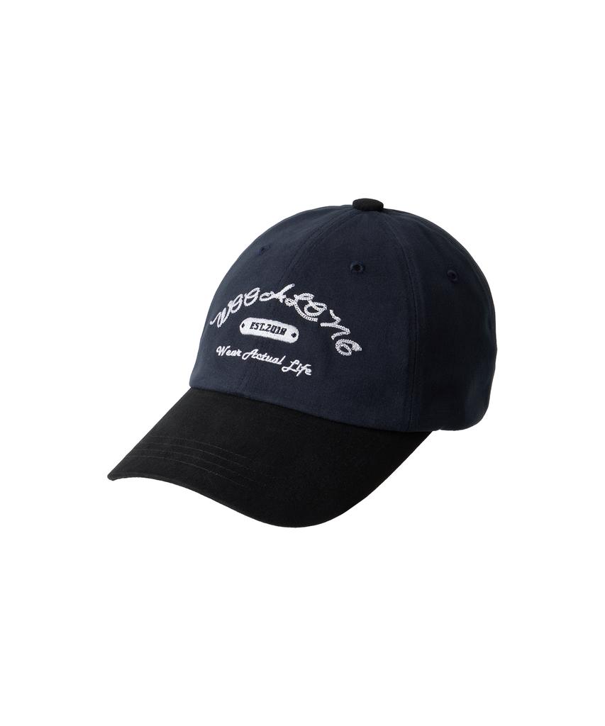Uallong Contrast Lettering Ball Cap - Navy